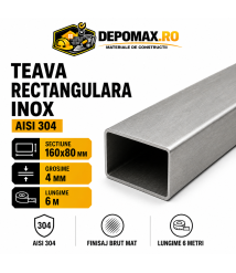 Teava rectangulara inox AISI 304, 160 x 80 x 4 mm, 6 metri